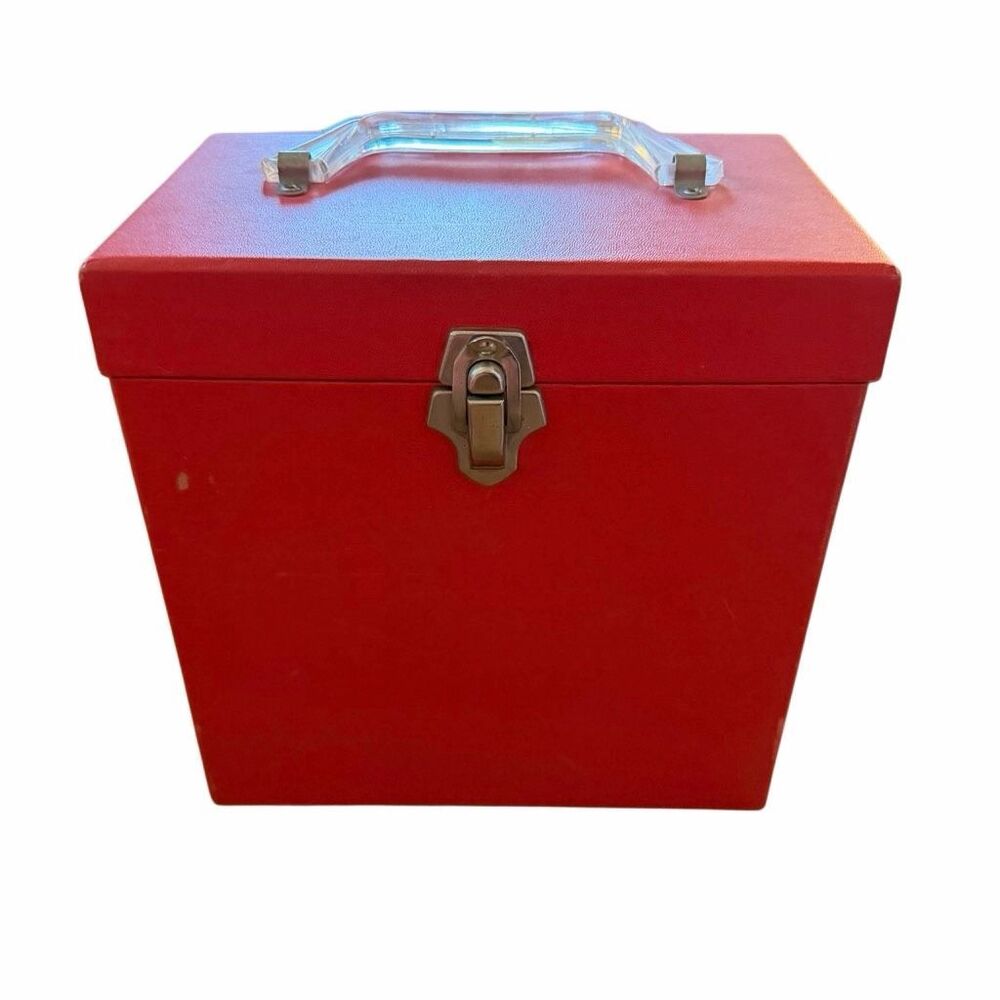 Vintage Amfile Platter-Pak 45 RPM Record Case Red Vinyl Carrier Index Dividers